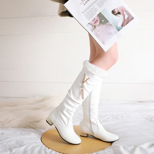 Winter Warm Knee High Boots Women Platform Wedges High Heels Snow