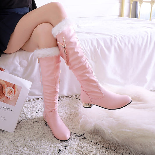 Winter Warm Knee High Boots Women Platform Wedges High Heels Snow